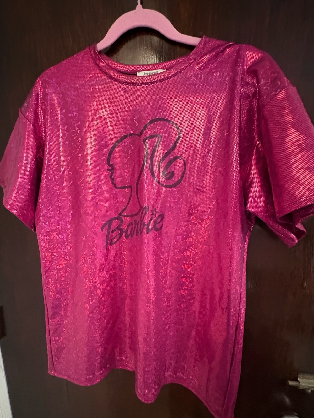 Bundle 3 for $15.  Shiny Magenta Barbie Silhouette Short Sleeve Tee.